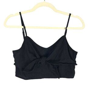 Aerie Black Adjustable Strap Tie-Front Crop Top Small NWT MSRP $40